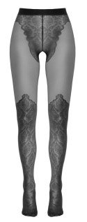 Cottelli LEGWEAR Rajstopy czarne z koronką i otwartym systemem, 4