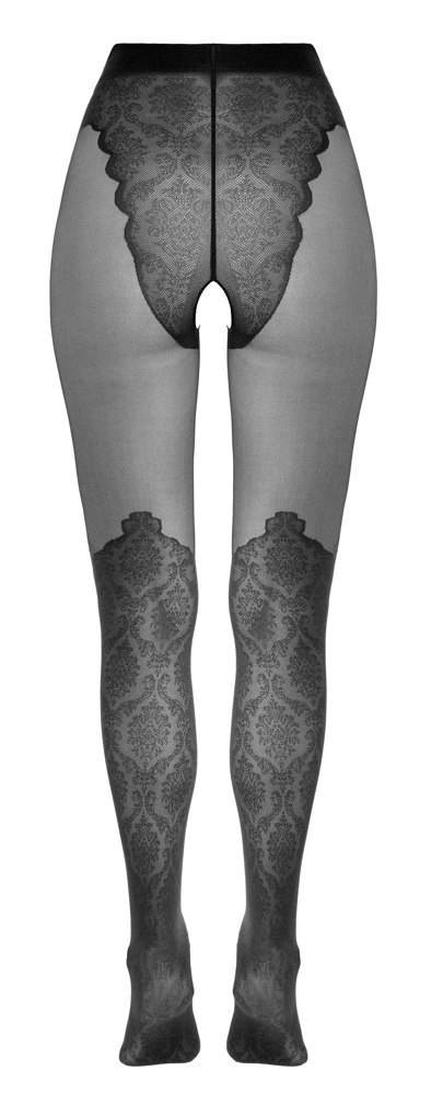 Cottelli LEGWEAR Rajstopy czarne z koronką i otwartym systemem, 4 Cottelli LEGWEAR Rajstopy czarne z koronką i otwartym systemem, 4