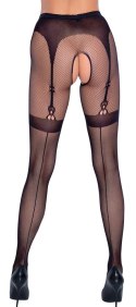 Cottelli LEGWEAR Rajstopy siateczkowe z wzorem pończoch S-L czarne