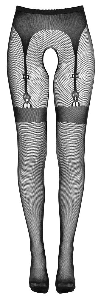 Cottelli LEGWEAR Rajstopy siateczkowe z wzorem pończoch S-L czarne Cottelli LEGWEAR Rajstopy siateczkowe z wzorem pończoch S-L czarne