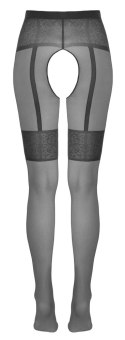 Cottelli LEGWEAR rajstopy czarne z motywem podwiązek bezszwowe 20 DEN