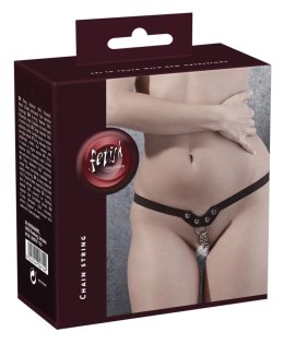 Fetish Collection skorzane stringi z metalowymi łańcuszkami, czarne