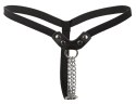 Fetish Collection skorzane stringi z metalowymi łańcuszkami, czarne