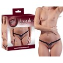 Fetish Collection skorzane stringi z metalowymi łańcuszkami, czarne