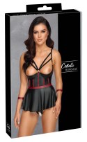 Cottelli Bondage Gorset Longline 75B/S z Mankietami i Stringami Czarny