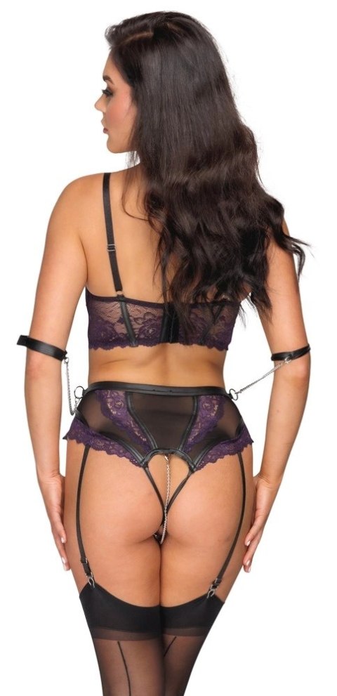 Cottelli Bondage Komplet bielizny halter fioletowa koronka 80B/M Cottelli Bondage Komplet bielizny halter fioletowa koronka 80B/M
