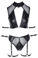 Cottelli Bondage komplet top i majtki XL czarny matowy z paskami