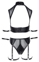 Cottelli Bondage komplet top i majtki XL czarny matowy z paskami