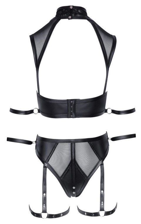 Cottelli Bondage komplet top i majtki XL czarny matowy z paskami Cottelli Bondage komplet top i majtki XL czarny matowy z paskami