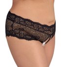 Cottelli CURVES Figi z Koronki Czarny XL z Perełkami i Satynową Wstążką
