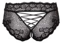 Cottelli CURVES Figi z Koronki Czarny XL z Perełkami i Satynową Wstążką