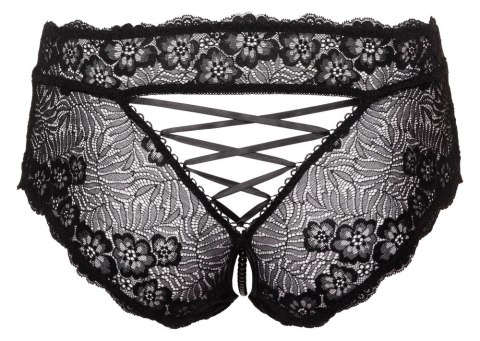 Cottelli CURVES Figi z Koronki Czarny XL z Perełkami i Satynową Wstążką Cottelli CURVES Figi z Koronki Czarny XL z Perełkami i Satynową Wstążką