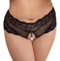 Cottelli CURVES figi koronkowe z perełkami i wstążką czarne 2XL