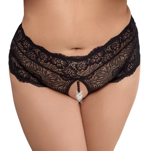 Cottelli CURVES figi koronkowe z perełkami i wstążką czarne 2XL Cottelli CURVES figi koronkowe z perełkami i wstążką czarne 2XL