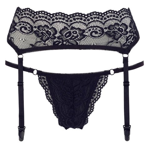 Cottelli Collection Lingerie Pas do Pończoch i Stringi Koronka Czarny L Cottelli Collection Lingerie Pas do Pończoch i Stringi Koronka Czarny L