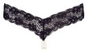 Cottelli Collection Stringi Koronkowe Czarny Naszyjnik Perły Rozmiar L