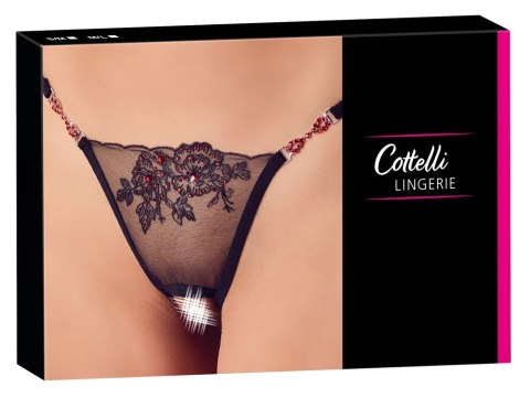 Cottelli Collection Stringi Mesh z Haftem, rozmiar M/L, czarne Cottelli Collection Stringi Mesh z Haftem, rozmiar M/L, czarne