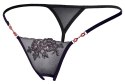 Cottelli Collection Stringi Mesh z Haftem, rozmiar M/L, czarne