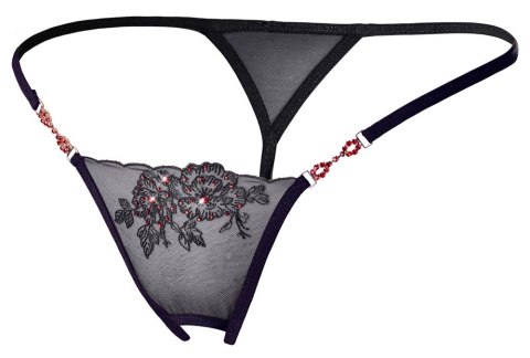 Cottelli Collection Stringi Mesh z Haftem, rozmiar M/L, czarne Cottelli Collection Stringi Mesh z Haftem, rozmiar M/L, czarne