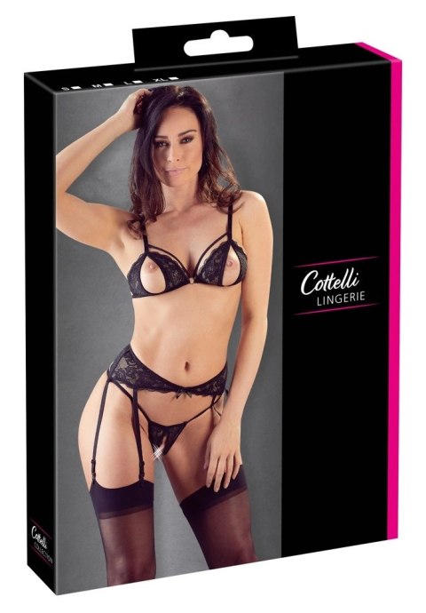 Cottelli Collection Zestaw 3-częściowy Kwiatowa Koronka Czarny S Cottelli Collection Zestaw 3-częściowy Kwiatowa Koronka Czarny S
