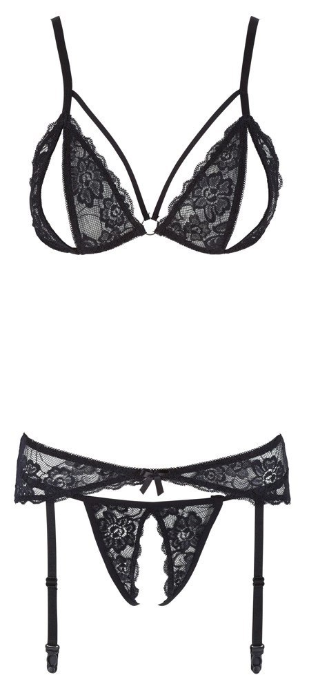 Cottelli Collection Zestaw Lingerie 3-częściowy Czarna Koronka L Cottelli Collection Zestaw Lingerie 3-częściowy Czarna Koronka L