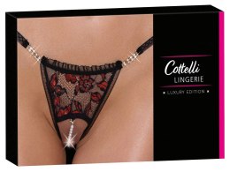 Cottelli LINGERIE Stringi koronkowe z perełkami wyjmowanymi S/M