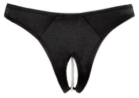 Cottelli Lingerie Satynowe majteczki z perełkami, czarne, rozmiar L Cottelli Lingerie Satynowe majteczki z perełkami, czarne, rozmiar L