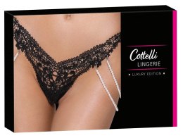 Cottelli Lingerie Stringi S/M z Koronką i Odpinanymi Perłowymi Łańcuszkami