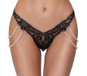 Cottelli Lingerie Stringi S/M z Koronką i Odpinanymi Perłowymi Łańcuszkami