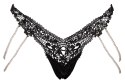 Cottelli Lingerie Stringi S/M z Koronką i Odpinanymi Perłowymi Łańcuszkami