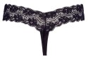 Cottelli Lingerie Stringi koronkowe czarne z perłowym detalem M