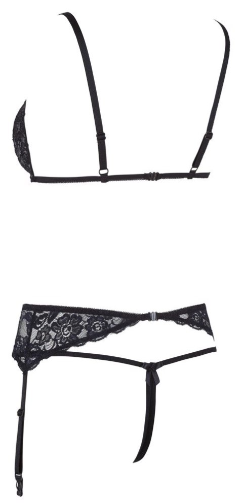 Cottelli Lingerie Zestaw 3-częściowy Kwiatowa koronka Czarny M Cottelli Lingerie Zestaw 3-częściowy Kwiatowa koronka Czarny M