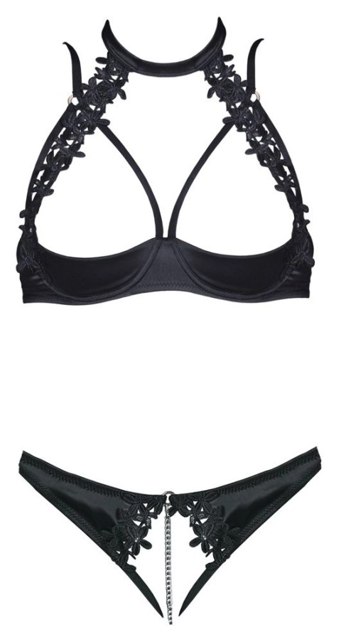 Cottelli Lingerie komplet - biustonosz bez miseczek i stringi z haftem 80B/M Cottelli Lingerie komplet - biustonosz bez miseczek i stringi z haftem 80B/M