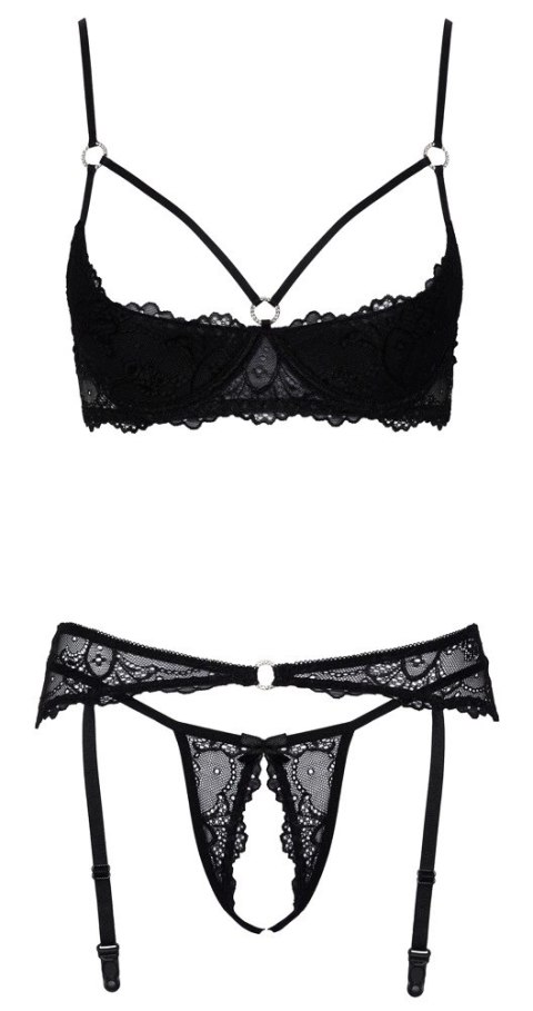 Cottelli Lingerie komplet koronkowy czarny 3-częściowy 85B/L Cottelli Lingerie komplet koronkowy czarny 3-częściowy 85B/L
