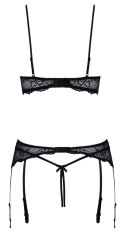 Cottelli Lingerie zestaw koronkowy 3-częściowy czarny 75B/S brokat