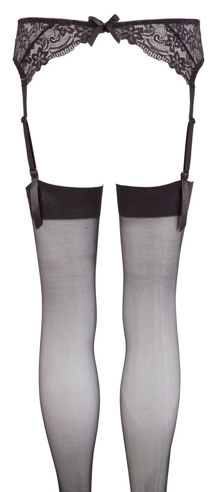 NO:XQSE Koronkowy Pas z Pończochami Czarny S/M - zestaw elegancki NO:XQSE Koronkowy Pas z Pończochami Czarny S/M - zestaw elegancki
