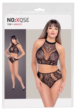 NO:XQSE Zestaw Top i Figi z Elastycznej Siateczki Czarny S-L