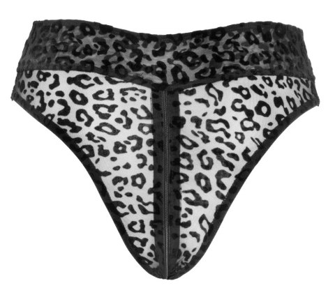Noir F137 - Czarne majtki siateczkowe w panterkę, wysoki stan XL Noir F137 - Czarne majtki siateczkowe w panterkę, wysoki stan XL