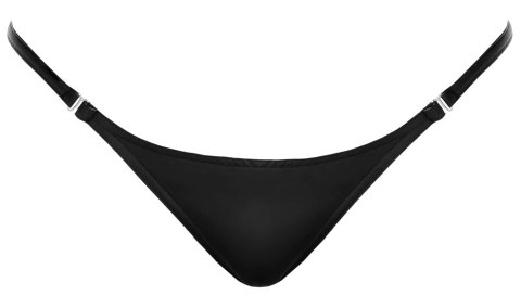 Noir L/XL - Stringi damskie rozpinane, czarne paseczki, powerwetlook Noir L/XL - Stringi damskie rozpinane, czarne paseczki, powerwetlook