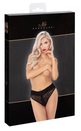 Noir Lingerie majtki siateczkowe L, czarne z motywem panterki, wysoki stan