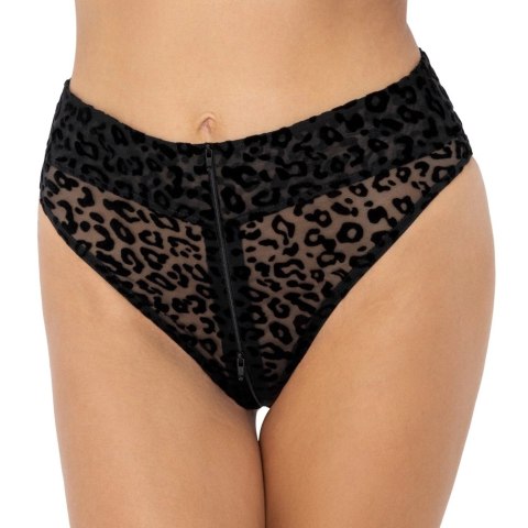 Noir Lingerie majtki siateczkowe L, czarne z motywem panterki, wysoki stan Noir Lingerie majtki siateczkowe L, czarne z motywem panterki, wysoki stan