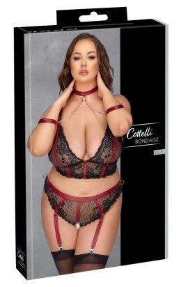 Cottelli Bondage Plus Zestaw Koronkowy 2-częściowy XL, czarno-czerwony