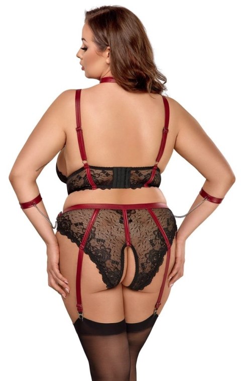Cottelli Bondage Plus komplet koronkowy 2-częściowy czarno-czerwony 4XL Cottelli Bondage Plus komplet koronkowy 2-częściowy czarno-czerwony 4XL
