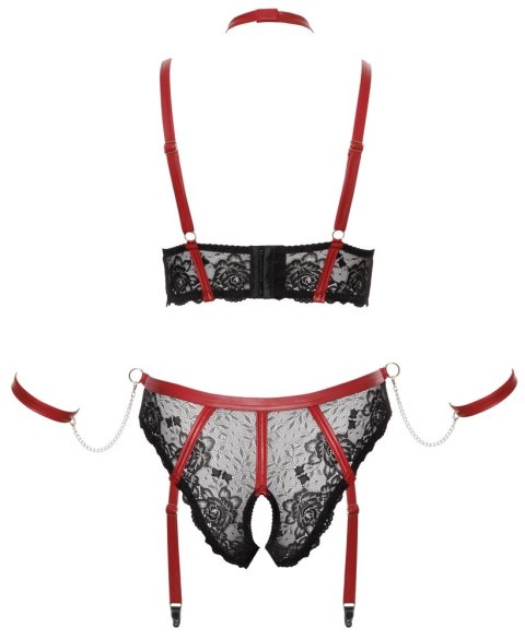 Cottelli Bondage Plus komplet koronkowy 2-częściowy czarno-czerwony 4XL Cottelli Bondage Plus komplet koronkowy 2-częściowy czarno-czerwony 4XL