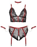 Cottelli Bondage Plus komplet koronkowy z akcesoriami 3XL czarny/czerwony