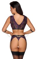 Cottelli Collection Bondage Zestaw Koronkowy Fioletowy S z Kajdankami