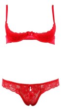 Cottelli Collection Koronkowy Komplet Lingerie 85B/L Czerwony bez miseczek