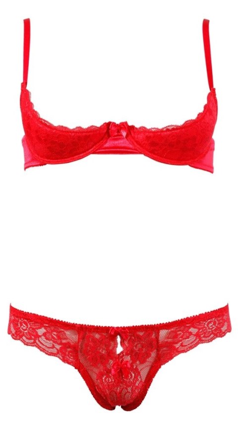 Cottelli Collection Koronkowy Komplet Lingerie 85B/L Czerwony bez miseczek Cottelli Collection Koronkowy Komplet Lingerie 85B/L Czerwony bez miseczek