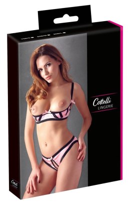 Cottelli Collection Satynowy Komplet Bielizny Rożowy 80B/M bez miseczek