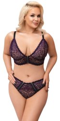 Cottelli Curves komplet koronkowy fioletowy 2-częściowy 4XL